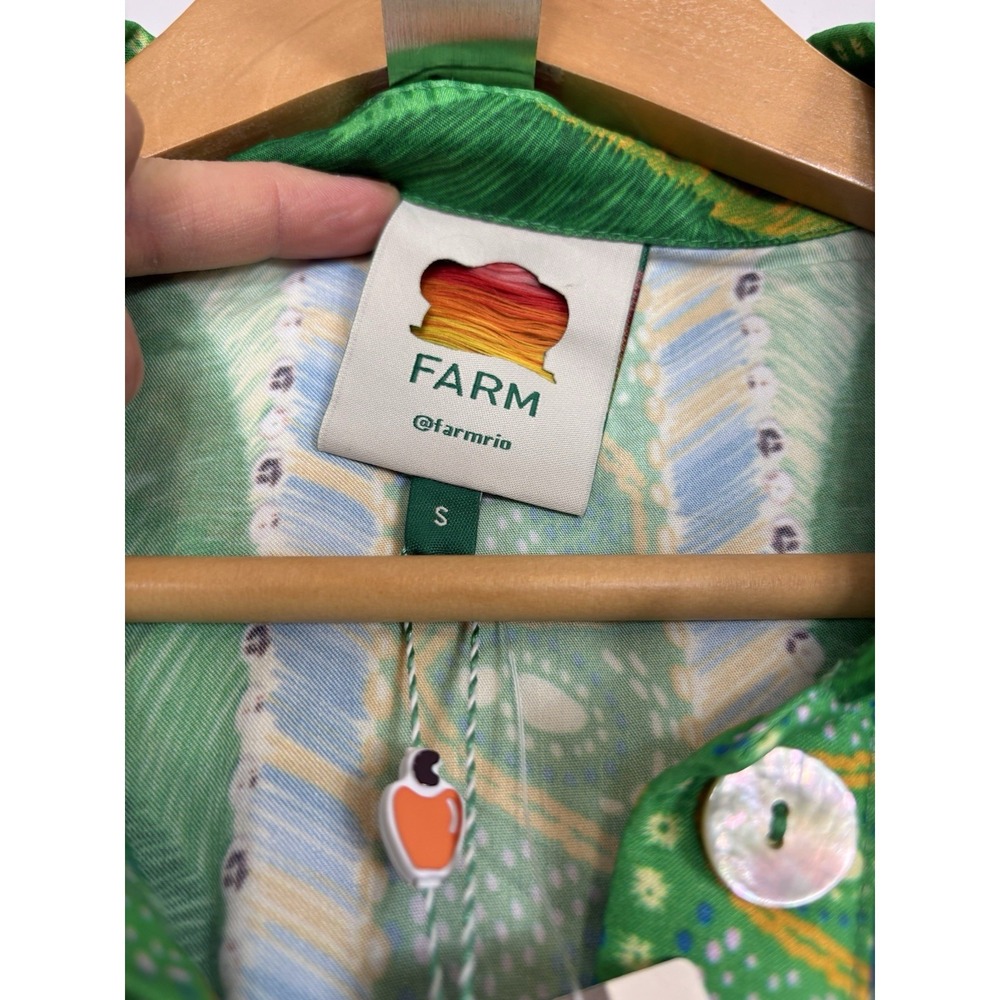 Farm Rio Macaw Scarf Chemise Midi Dress Size S NWT Anthropologie Green - Picture 5 of 9